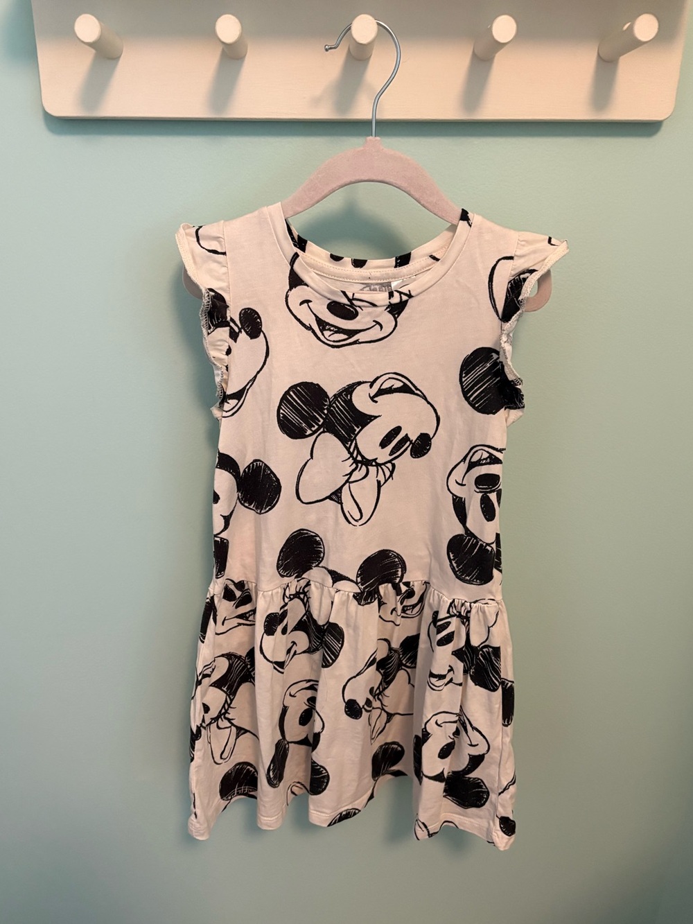H&M White Dress with Black Minnie Mouse Print